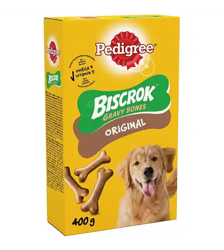 Хрупкави бисквити PEDIGREE Biscrok Gravy Bones, 400 гр