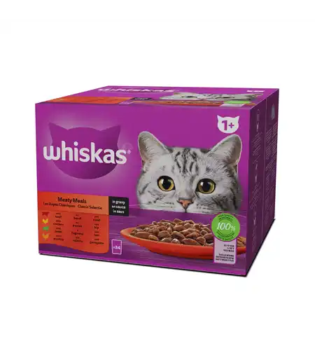 WHISKAS Adult 12х85 гр паучове Класически ястия в сос грейви