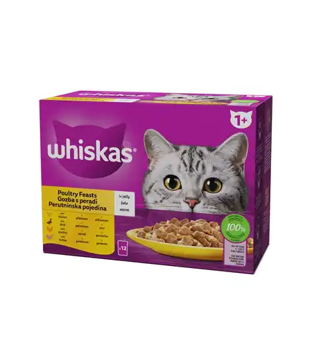 WHISKAS Adult 12х85 гр паучове Птичи ястия в желе
