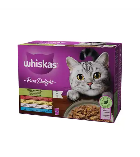 WHISKAS Pure Delight 12х85 гр паучове Adult Подбрани късчета в желе