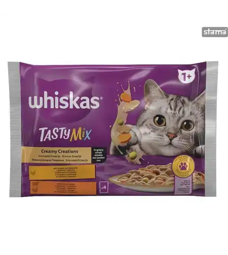 WHISKAS Tasty Mix Adult 4х85 гр Фини кулинарни творения в сос грейви