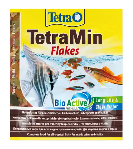 TETRA TetraMin Flakes 12 гр - основна храна на люспи за всички видове декоративни риби
