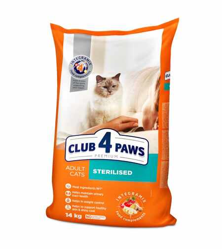 CLUB 4 PAWS ADULT STERILIZED Пълноценна, премиум храна за котки