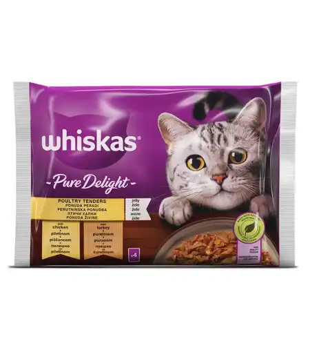 WHISKAS Pure Delight 4х85 гр. Adult Птичи ястия в желе