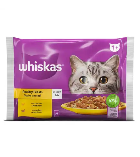 WHISKAS Adult 4х85 гр. Птичи ястия в желе
