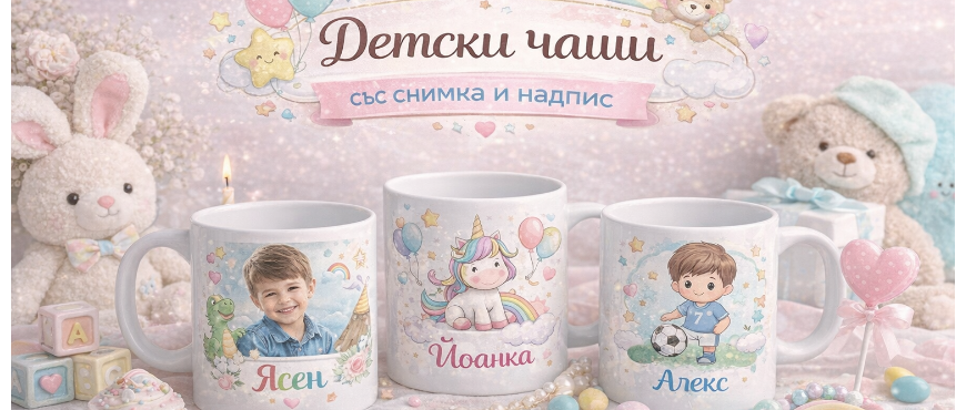 Детски чаши със снимка и анимационен дизайн