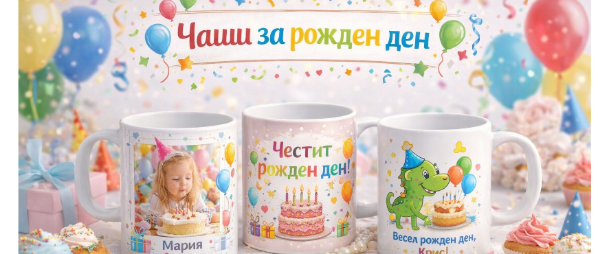 Персонализирани чаши за рожден ден – подарък с име и снимка