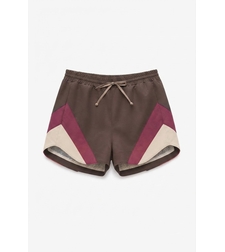 COLOR BLOCK TRACK SHORTS IN BROWN