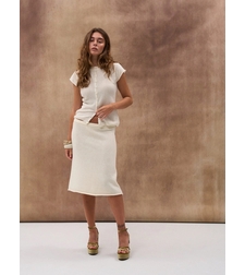 WOOL BUTTONED KNIT TOP IN IVORY
