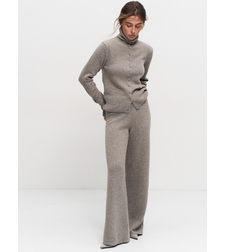 GREY WOOL WIDE LEG TROUSERS