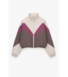 COLOR BLOCK TRACK JACKET IN BROWN