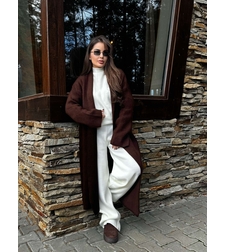 Дълга кафява жилетка с широка кройка