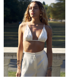 WHITE PEARL SATIN TOP