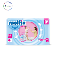 Пелени Гащи Molfix 6 (15+ kg.) – 38 бр. + подарък мокри кърпи Molfix 60 етикет