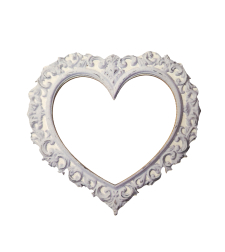 Chipboard white heart-shaped frame