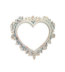 Chipboard white heart-shaped frame