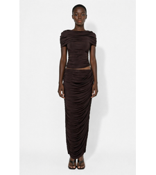 Velora Draped Skirt In Brown