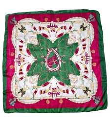 Luxurious scarf made of woven natural silk with horse motifs