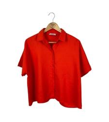 Cos Short-sleeved Linen Shirt - orange (M/L)