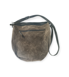 Fred de la Bretoniere велурена чанта с кожени детайли