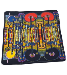 Vintage Hundertwasser Attention Grass Art копринен шал 110x116