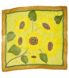 Hand-Painted Silk Floral Scarf