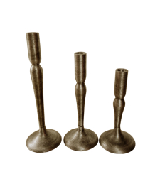 DEMEK CANDLE HOLDER SET 3PCS ALUMINIUM GOLD ANTIQU