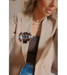 Chocolate brown mini brooch