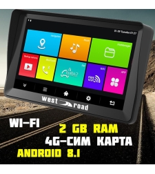 GPS НАВИГАЦИЯ WEST ROAD WR-A72SS, 4G, 7 ИНЧА, 2 GB RAM, ВГРАДЕН СЕННИК, ANDROID 8.1, WI-FI