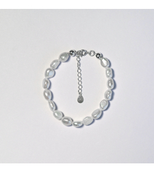 White Freshwater Pearl Sterling Silver Bracelet