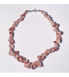 Natural Pink Cotton Candy Quartz Sterling Silver 925 Necklace