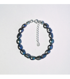 Blue Freshwater Pearl Sterling Silver Bracelet