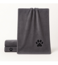 Микрофибърна кърпа за баня за кучета - сива, супер абсорбираща