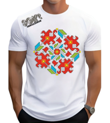 МЪЖКА БЯЛА ТЕНИСКА С БЪЛГАРСКА ШЕВИЦА  „ЦВЕТНА ГРАДИНА“