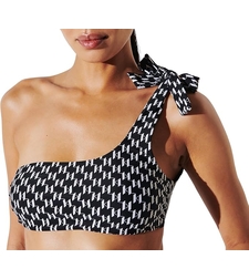 Karl Lagerfeld Monogram One Shoulder Tie Top • M