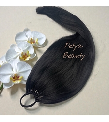 Опашка с ластик - Черно 65см (РЪЧНА изработка)