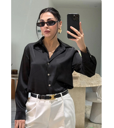 Midnight Satin Shirt Black - сатенена риза