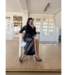 Елегантна кожена пола Noir