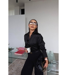 Midnight Satin Shirt Black - сатенена риза