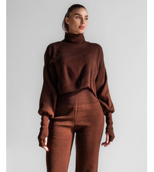 Mocha Cozy Elegance Set - плетен комплект с пуловер и панталон