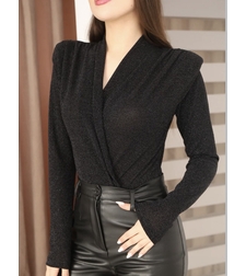 “Shine Motion Bodysuit” Black– Блестящо парти боди