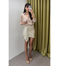 Midnight Satin Shirt Beige- сатенена риза