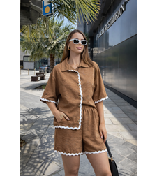 Summer Ease Brown  – Комплект риза с къс ръкав и панталонки