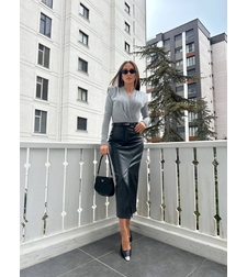 Елегантна кожена пола Noir