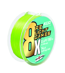 ASSO 8X PE LIGHT GAMES 150m FLUO GREEN