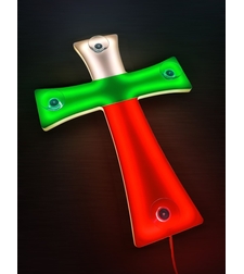Светещ кръст за предно стъкло - Трибагреник ( Бяло , Зелено , Червено)