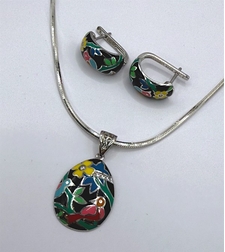 Комплект с цветен емайл и циркони