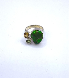 Пръстен с тюркоаз със стабилизиран цвят