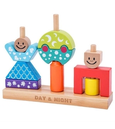 Дървена бебешка играчка Raya Toys Day & Night, 48 предизвикателства