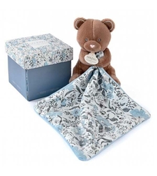 Плюшена играчка за гушкане Doudou Bohaime Мече с кърпичка, 12 см.
